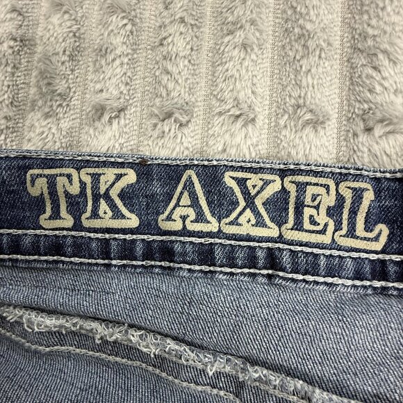 TK Axel Jeans Y2K Mens 38 Straight Distressed Streetwear Embroidered Denim 40x30 - Picture 7 of 13